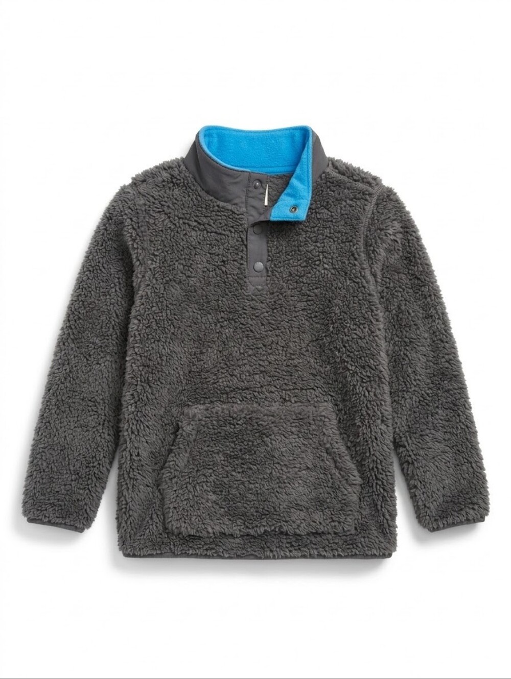 Carter’s Kid Charcoal Grey Sherpa Fleece Snap Pullover Sweater | Size 7 / 7A